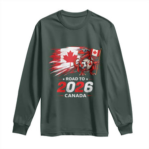 Funny Canada Soccer Dinosaur Long Sleeve Shirt Road To 2026 TS12 Dark Forest Green Print Your Wear