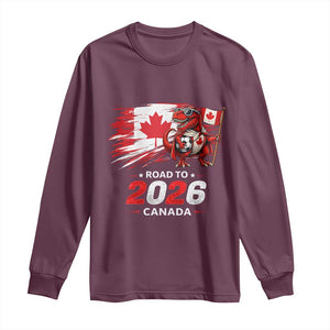 Funny Canada Soccer Dinosaur Long Sleeve Shirt Road To 2026 TS12 Maroon Print Your Wear