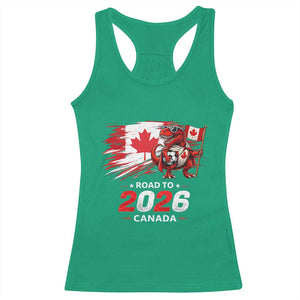 Funny Canada Soccer Dinosaur Racerback Tank Top Road To 2026 TS12 Irish Green Print Your Wear