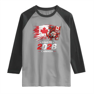 Funny Canada Soccer Dinosaur Raglan Shirt Road To 2026 TS12 Sport Gray Black Print Your Wear