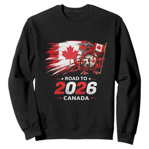 Funny Canada Soccer Dinosaur Sweatshirt Road To 2026 TS12 Black Print Your Wear