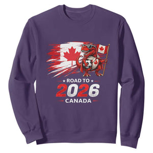 Funny Canada Soccer Dinosaur Sweatshirt Road To 2026 TS12 Purple Print Your Wear
