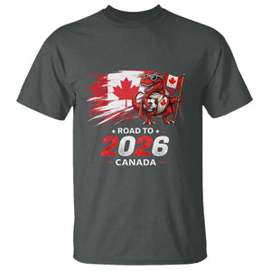 Funny Canada Soccer Dinosaur T Shirt Road To 2026 TS12 Dark Heather Print Your Wear