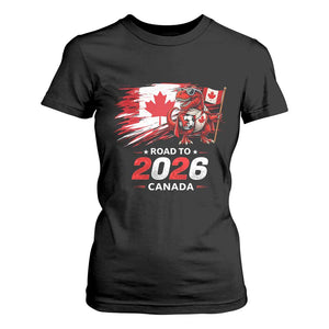 Funny Canada Soccer Dinosaur T Shirt For Women Road To 2026 TS12 Black Print Your Wear