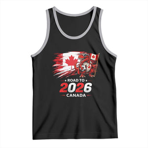 Funny Canada Soccer Dinosaur Tank Top Road To 2026 TS12 Black Athletic Heather Print Your Wear