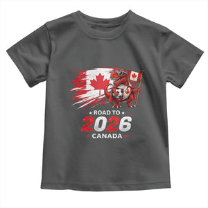 Funny Canada Soccer Dinosaur Toddler T Shirt Road To 2026 TS12 Dark Heather Print Your Wear