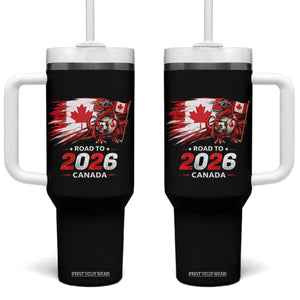 Funny Canada Soccer Dinosaur Tumbler With Handle Road To 2026 TS12 One Size: 40 oz Black Print Your Wear