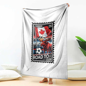 Canada Soccer Moose Throw Blanket Vintage Postal Stamp Road To 2026 TS12 Print Your Wear