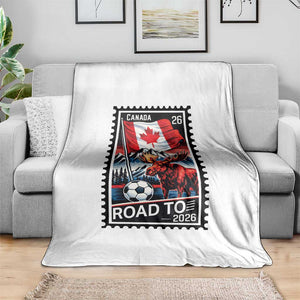 Canada Soccer Moose Throw Blanket Vintage Postal Stamp Road To 2026 TS12 Print Your Wear