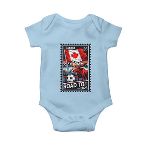 Canada Soccer Moose Baby Onesie Vintage Postal Stamp Road To 2026 TS12 Light Blue Print Your Wear