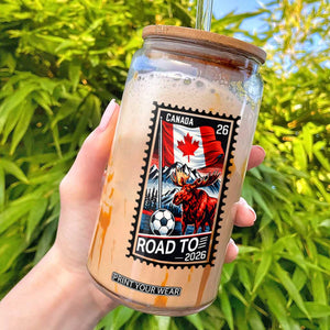 Canada Soccer Moose Glass Can Vintage Postal Stamp Road To 2026 TS12 White Print Your Wear