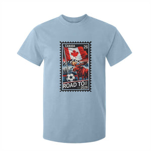 Canada Soccer Moose T Shirt For Kid Vintage Postal Stamp Road To 2026 TS12 Light Blue Print Your Wear