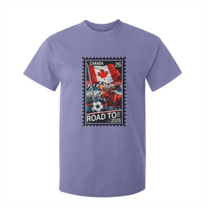 Canada Soccer Moose T Shirt For Kid Vintage Postal Stamp Road To 2026 TS12 Violet Print Your Wear