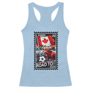 Canada Soccer Moose Racerback Tank Top Vintage Postal Stamp Road To 2026 TS12 Light Blue Print Your Wear
