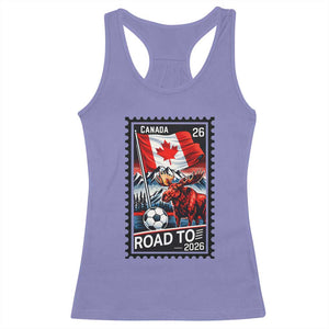 Canada Soccer Moose Racerback Tank Top Vintage Postal Stamp Road To 2026 TS12 Violet Print Your Wear