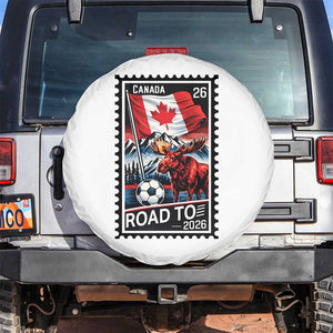 Canada Soccer Moose Spare Tire Cover Vintage Postal Stamp Road To 2026 TS12 No hole White Print Your Wear