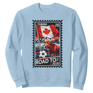 Canada Soccer Moose Sweatshirt Vintage Postal Stamp Road To 2026 TS12 Light Blue Print Your Wear