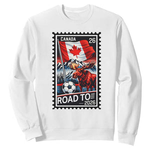 Canada Soccer Moose Sweatshirt Vintage Postal Stamp Road To 2026 TS12 White Print Your Wear