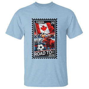 Canada Soccer Moose T Shirt Vintage Postal Stamp Road To 2026 TS12 Light Blue Print Your Wear