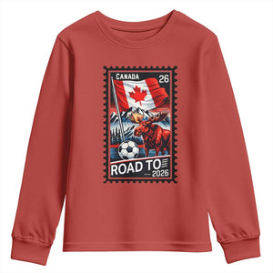 Canada Soccer Moose Youth Sweatshirt Vintage Postal Stamp Road To 2026 TS12 Red Print Your Wear