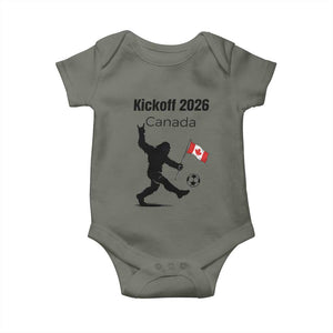 Funny Bigfoot Canada Soccer Baby Onesie Kickoff 2026 TS12 Military Green Print Your Wear