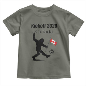 Funny Bigfoot Canada Soccer Toddler T Shirt Kickoff 2026 TS12 Military Green Print Your Wear