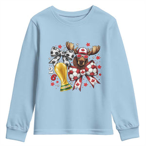 Proud Canada Soccer 2026 Youth Sweatshirt Canadian Football Fan TS12 Light Blue Print Your Wear