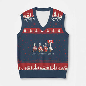 Funny Just A Soccer Goose V-Neck Knit Sweater Vest Canada Soccer Lover TS12 Navy Red Print Your Wear