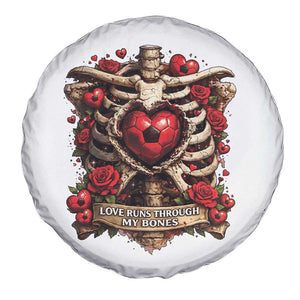 Love Runs Through My Bones Spare Tire Cover Funny Skeleton Soccer Player Gift TS12 Print Your Wear