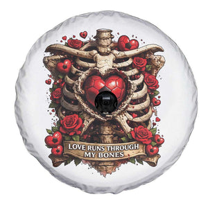 Love Runs Through My Bones Spare Tire Cover Funny Skeleton Soccer Player Gift TS12 Print Your Wear