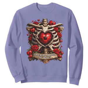 Love Runs Through My Bones Sweatshirt Funny Skeleton Soccer Player Gift TS12 Violet Print Your Wear