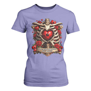 Love Runs Through My Bones T Shirt For Women Funny Skeleton Soccer Player Gift TS12 Violet Print Your Wear