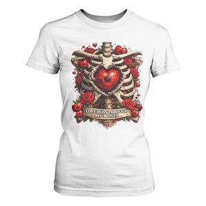 Love Runs Through My Bones T Shirt For Women Funny Skeleton Soccer Player Gift TS12 White Print Your Wear