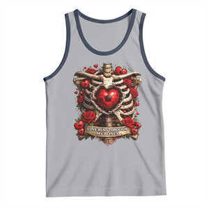 Love Runs Through My Bones Tank Top Funny Skeleton Soccer Player Gift TS12 Athletic Heather Navy Print Your Wear