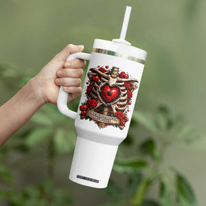 Love Runs Through My Bones Tumbler With Handle Funny Skeleton Soccer Player Gift TS12 Print Your Wear