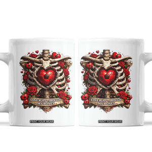 Love Runs Through My Bones Coffee Mug Funny Skeleton Soccer Player Gift TS12 White Print Your Wear