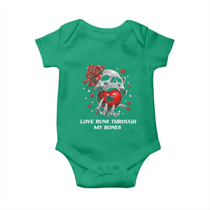 Love Runs Through My Bones Baby Onesie Funny Skeleton Soccer Gift TS12 Irish Green Print Your Wear