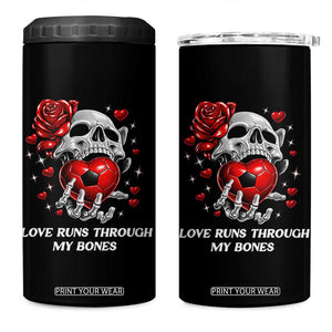 Love Runs Through My Bones 4 in 1 Can Cooler Tumbler Funny Skeleton Soccer Gift TS12 One Size: 16 oz Black Print Your Wear