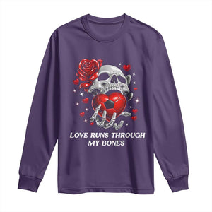 Love Runs Through My Bones Long Sleeve Shirt Funny Skeleton Soccer Gift TS12 Purple Print Your Wear