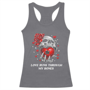 Love Runs Through My Bones Racerback Tank Top Funny Skeleton Soccer Gift TS12 Charcoal Print Your Wear