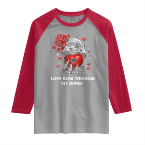 Love Runs Through My Bones Raglan Shirt Funny Skeleton Soccer Gift TS12 Sport Gray Red Print Your Wear