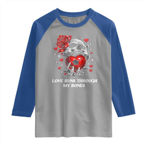 Love Runs Through My Bones Raglan Shirt Funny Skeleton Soccer Gift TS12 Sport Gray Royal Print Your Wear