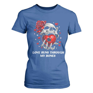 Love Runs Through My Bones T Shirt For Women Funny Skeleton Soccer Gift TS12 Royal Blue Print Your Wear