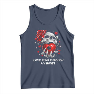 Love Runs Through My Bones Tank Top Funny Skeleton Soccer Gift TS12 Navy Print Your Wear