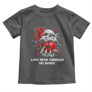 Love Runs Through My Bones Toddler T Shirt Funny Skeleton Soccer Gift TS12 Dark Heather Print Your Wear