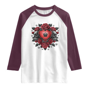Skeleton Soccer Player Raglan Shirt Valentine Day Gift TS12 White Maroon Print Your Wear