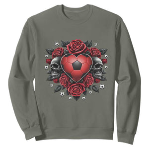 Skeleton Soccer Player Sweatshirt Valentine Day Gift TS12 Military Green Print Your Wear