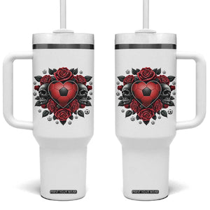 Skeleton Soccer Player Tumbler With Handle Valentine Day Gift TS12 One Size: 40 oz White Print Your Wear