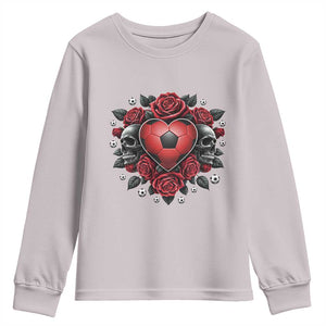 Skeleton Soccer Player Youth Sweatshirt Valentine Day Gift TS12 Ice Gray Print Your Wear
