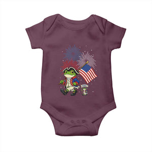 Funny Patriotic Frog Baby Onesie Celebrating 250 Years Of Freedom TS12 Maroon Print Your Wear